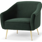 Lucie Accent Chair in Emerald Green Fabric on Brushed Gold